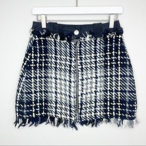 𝅺zara Plaid Tweed Knit Mini Skirt Size Small